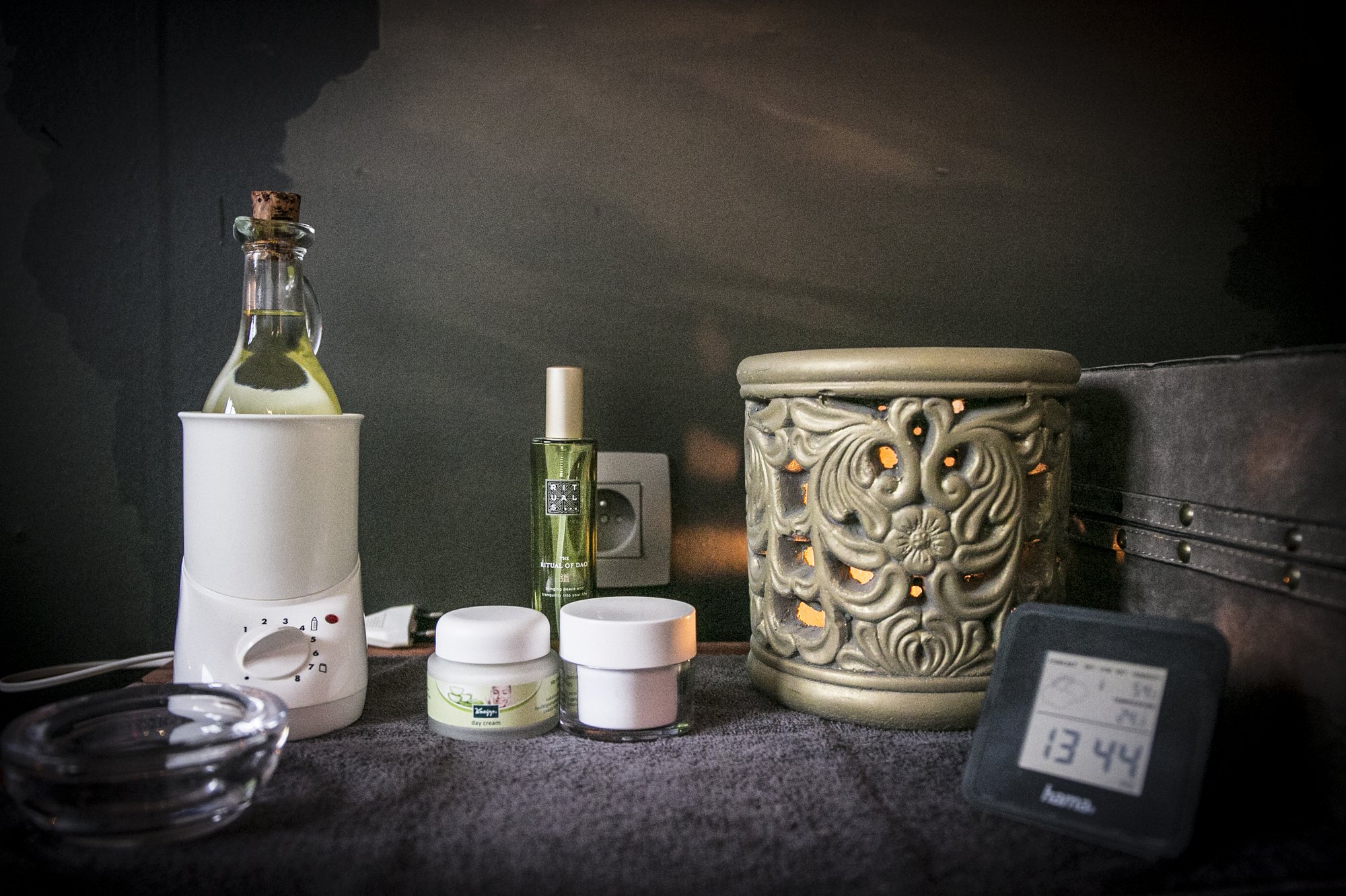 Oliewarmer, massageoliën en crèmes